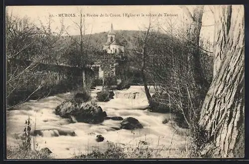 AK Murols, La Rivière de la Couze, l`Église et le volcan du Tartaret