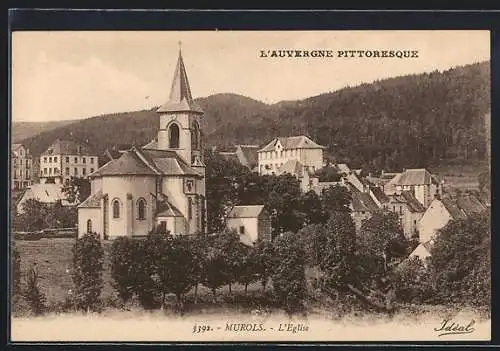 AK Murols, L`Église et vue du village pittoresque de l`Auvergne