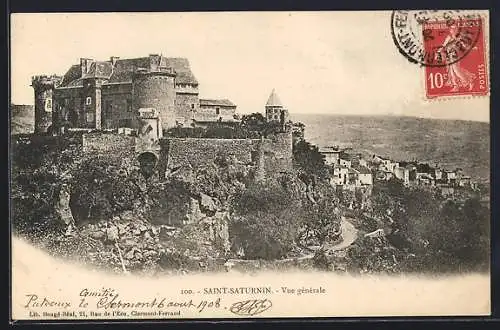 AK Saint-Saturnin, Vue générale du château et des environs