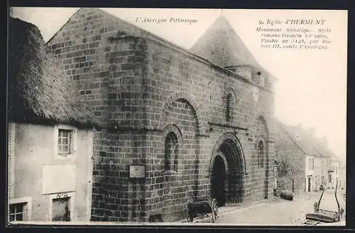 AK Herment, Église romane historique fondée en 1245, vue de l`Auvergne pittoresque