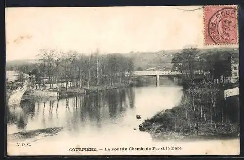 AK Courpière, Le Pont du Chemin de Fer et la Dore