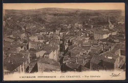 AK Champeix, Vue générale de la ville pittoresque en Auvergne