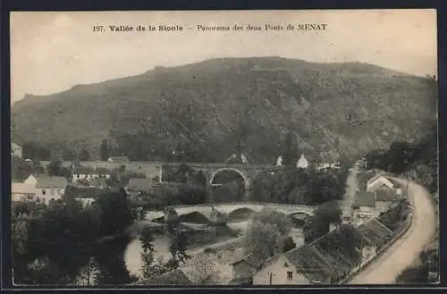 AK Menat, Panorama des deux ponts de la vallée de la Sioule