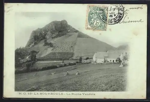 Mondschein-AK La Bourboule, La Roche Vendeix et paysage rural