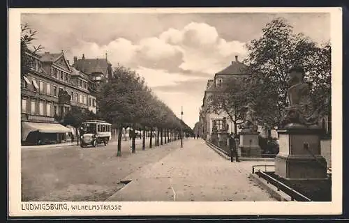 AK Ludwigsburg / Württemberg, Autobus in der Wilhelmstrasse