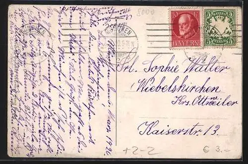 AK München, Blick vom Maximilaneum, Briefmarken, Wappen