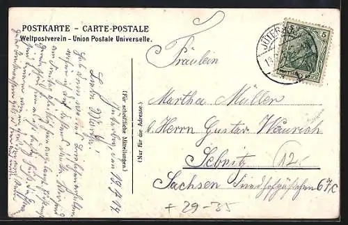 Passepartout-Lithographie Jüterbog, Türme von St. Nikolai, Innenansicht der Kirche, Damm-Thor, Ansichten im Kleeblatt