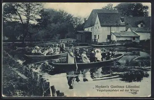 AK Lilienthal / Bremen, Murken`s Gasthaus, Vergnügungsfahrt auf der Wörpe