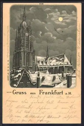 Winter-Lithographie Alt-Frankfurt, Dom