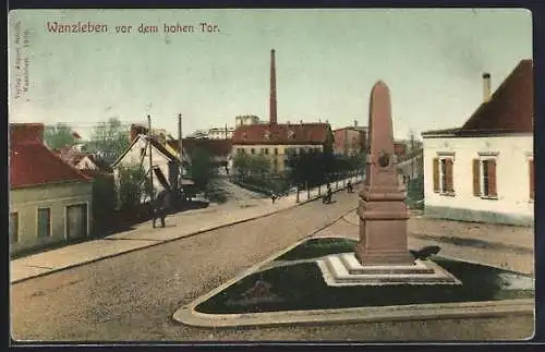 AK Wanzleben, Strassenpartie vor dem hohen Tor