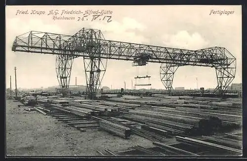 AK Rheinhausen / Rhein, Fried. Krupp AG Friedrich-Alfred-Hütte, Fertiglager mit Krananlage