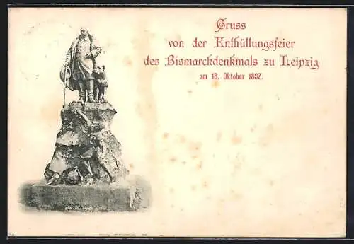 AK Leipzig, Enthüllungsfeier des Bismarckdenkmals 1897, Blick auf das Denkmal