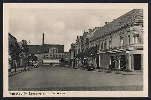 AK Vetschau im Spreewald, Modegeschäft von Reinhard Lindmüller am Markt