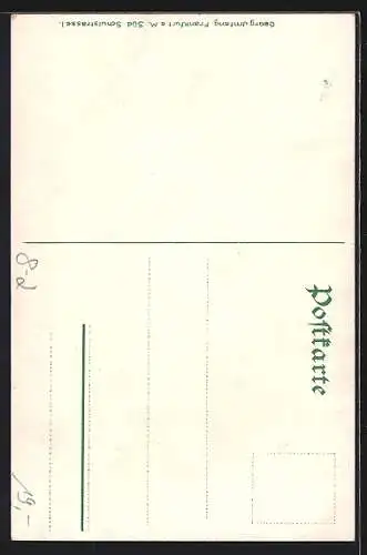 Lithographie Jeder Zeit löschbereit!, Feuerwehrmann erklimmt Leiter