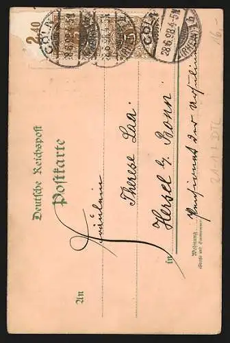 Lithographie Berlin, Friedrichsbrücke und Börse mit leuchtenden Fenstern bei Halt gegen das Licht, Burgstrasse