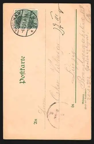 Mondschein-Lithographie Berlin, Cafe Bauer und Kranzler mit leuchtenden Fenstern bei Halt gegen das Licht