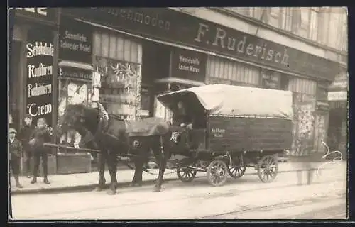 Foto-AK Leipzig, Weisswaren-Geschäft von F. Ruderisch, Bayerische Strasse 30, jetzt Arthur-Hoffmann-Strasse