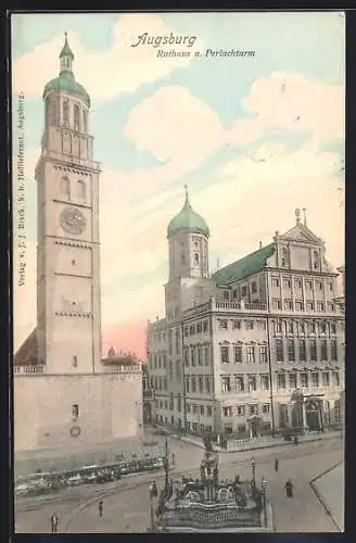 AK Augsburg, Rathaus und Perlachturm