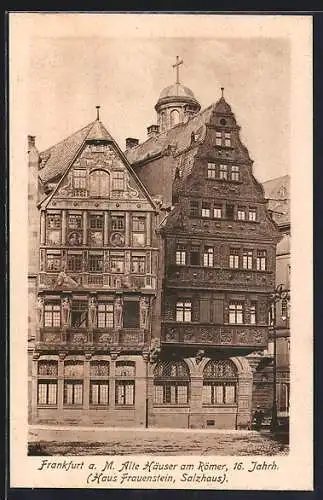 AK Alt-Frankfurt, Alte Häuser am Römer, Haus Frauenstein und Salzhaus