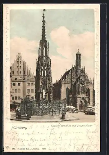 AK Nürnberg, Schöner Brunnen mit Frauenkirche