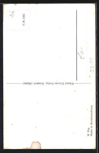 Ölgemälde-Imitations-AK Winand Elsmann-Verlag Nr. 1295: Mühle in Norddeutschland