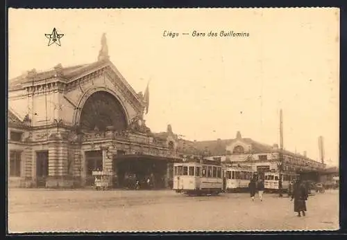 AK Liége, Gare des Guillemins, Strassenbahnen