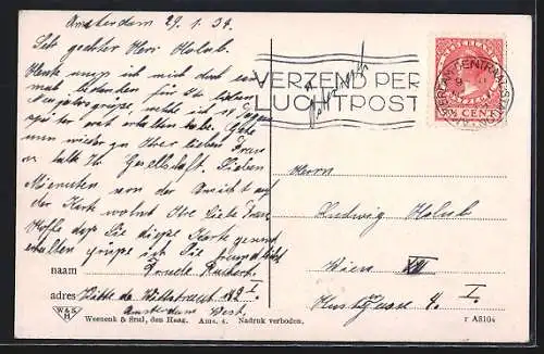 AK Amsterdam, Leidscheplein met Stadsschouwburg, Strassenbahn