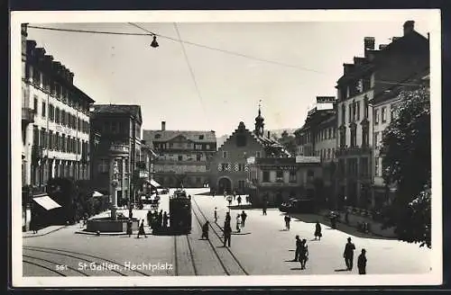 AK St. Gallen, Strassenbahn auf dem Hechtplatz