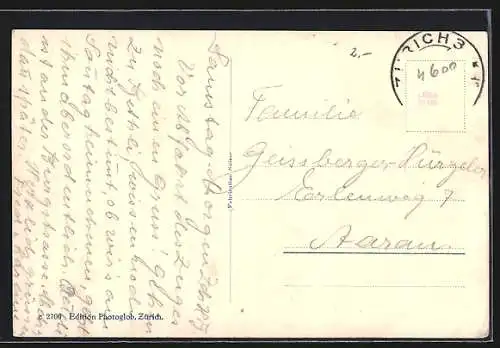 AK Zürich, Bahnhofbrücke mit Strassenbahn