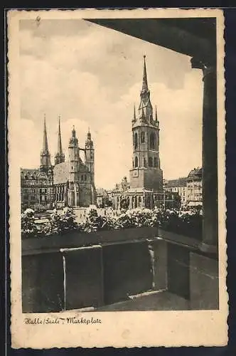 AK Halle /Saale, Marktplatz von einem Balkon aus