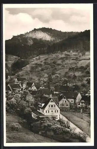 AK Lautenbach /Murgtal, Ortsansicht mit Gasthof-Pension Lautenfels H. Meyer und Strasse