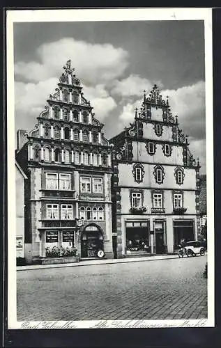 AK Bad Salzuflen, Alte Giebelhäuser am Markt