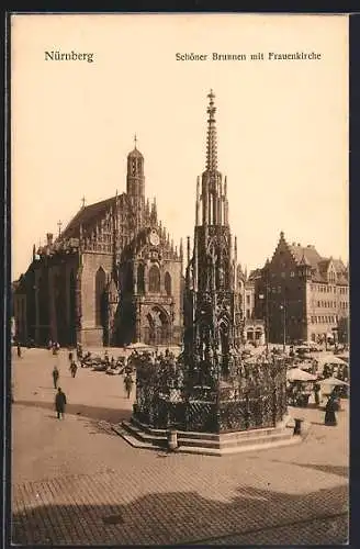 AK Nürnberg, Schöner Brunnen mit Frauenkirche