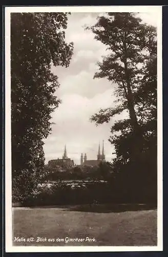 AK Halle / Saale, Blick aus dem Gimritzer Park