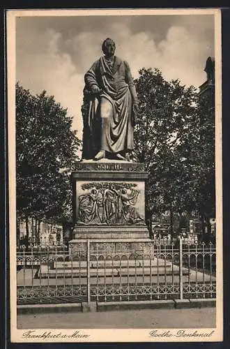 AK Frankfurt a. M., Am Goethe-Denkmal