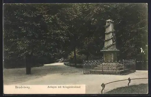 AK Rendsburg, Anlagen mit Kriegerdenkmal