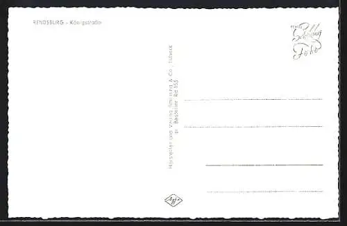 AK Rendsburg, Königstrasse mit Geschäften