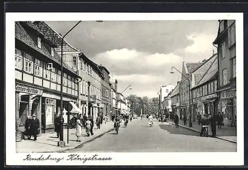 AK Rendsburg, Königstrasse mit Sonnen-Apotheke