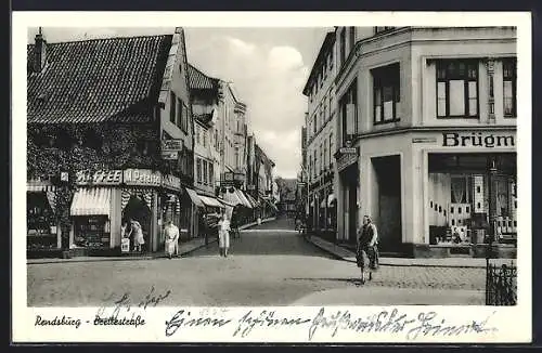 AK Rendsburg, Breitestrasse mit Geschäften