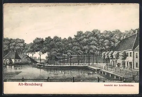 Künstler-AK Alt-Rendsburg, Schiffbrücke