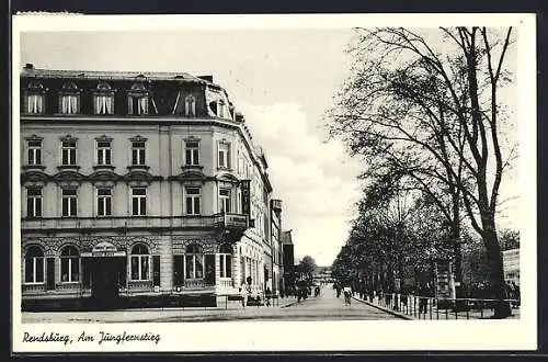 AK Rendsburg, Blick auf Green`s Hotel am Jungfernstieg