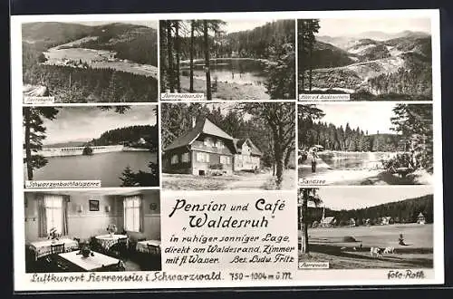 AK Herrenwies i. Schwarzwald, Pension und Cafe Waldesruh, Innenansicht, Schwarzenbachtalsperre