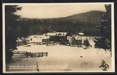 AK Herrenwies /Bad. Schwarzwald, Ortspartie mit Kurhaus im Winter