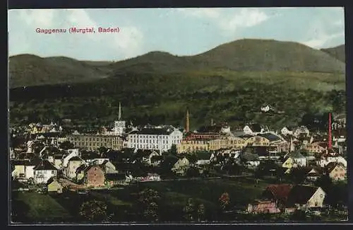 AK Gaggenau /Murgtal, Teilansicht mit Bergen