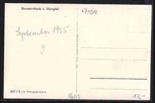 AK Bermersbach i. Murgtal, Teilansicht mit Kirche