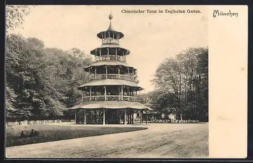 AK München-Schwabing, Chinesischer Turm im Englischen Garten