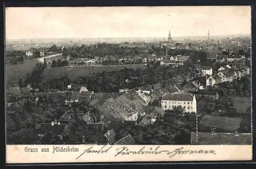 AK Hildesheim, Ortsansicht aus der Vogelschau