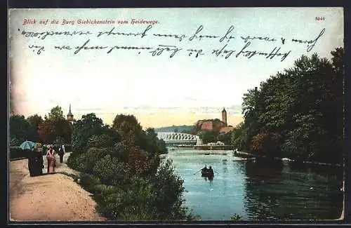 AK Halle / Saale, Blick auf die Burg Giebichenstein vom Heidewege