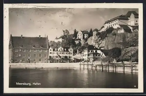 AK Meersburg, Hafen mit Ortspanorama