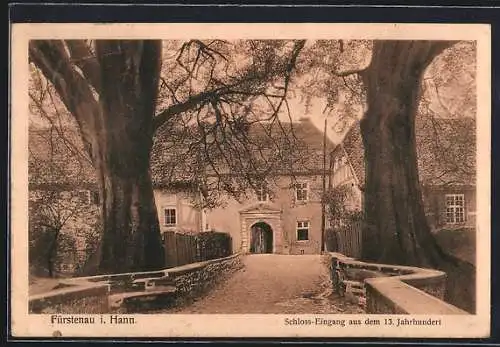 AK Fürstenau i. Hann., Schloss, Eingang mit Einfahrt